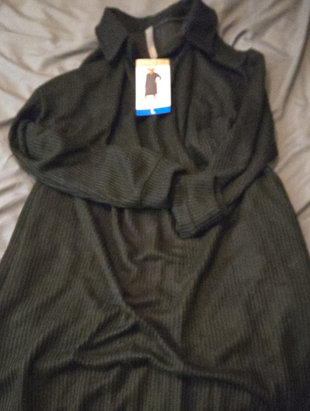 Large Mondetta Black Ribbed Collared Sweater Dress With Pockets
